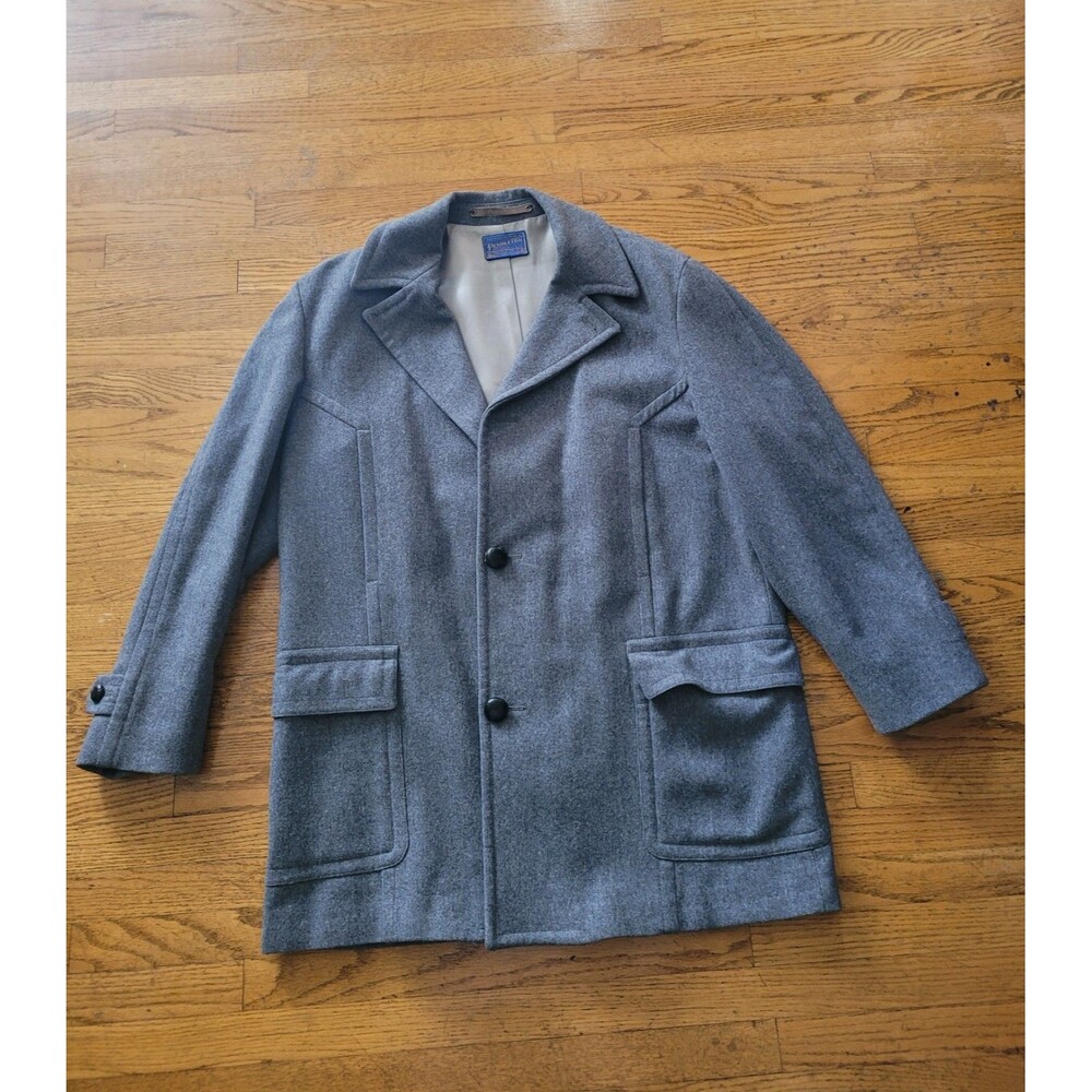 VTG Pendleton 100% Virgin Wool Gray Cruiser Car Coat Jacket Mens 42 USA